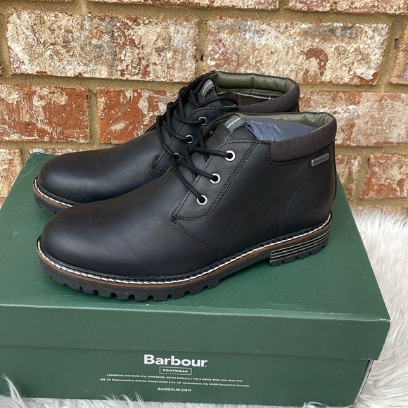 New Barbour Men\'s Leather Chukka Black Boots Size 6 main image 11